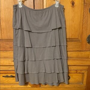 Garnet Hill Gray Tiered Ruffle A-Line Skirt